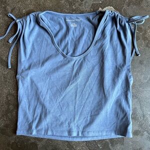 American Eagle | Blue Tie Sleeve Relaxed Top